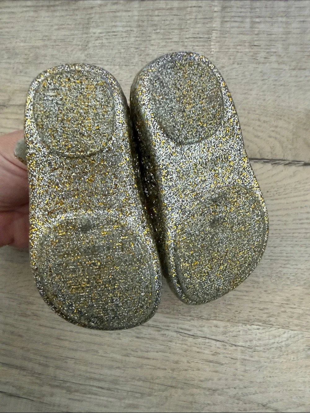 Mini Melissa Girls Glitter Gold Mary Jane Flats